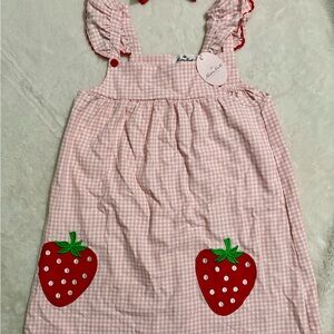 Pink Gingham Dress with Strawberry Pockets